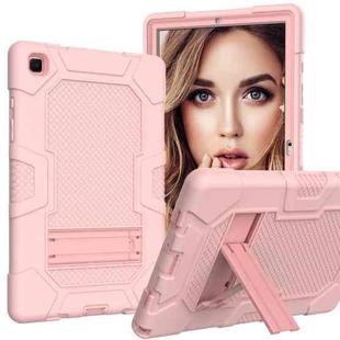 For Samsung Galaxy Tab A7 10.4 (2020) T500 / T505 Contrast Color Robot Shockproof Silicone + PC Protective Case with Holder(Rose Gold)