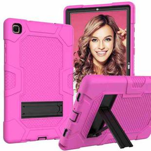 For Samsung Galaxy Tab A7 10.4 (2020) T500 / T505 Contrast Color Robot Shockproof Silicone + PC Protective Case with Holder(Rose Red Black)