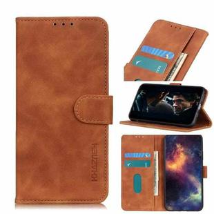 For Motorola Moto E7 KHAZNEH Retro Texture PU + TPU Horizontal Flip Leather Case with Holder & Card Slots & Wallet(Brown)