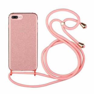 Glitter Powder Shockproof TPU Protective Case with Lanyard For iPhone 6 Plus(Pink)