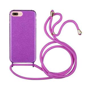 Glitter Powder Shockproof TPU Protective Case with Lanyard For iPhone 6 Plus(Purple)