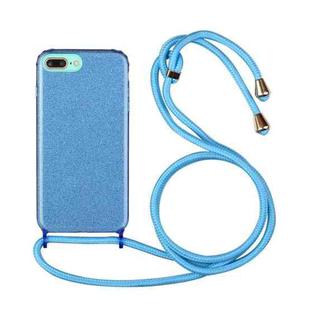 Glitter Powder Shockproof TPU Protective Case with Lanyard For iPhone 6 Plus(Blue)