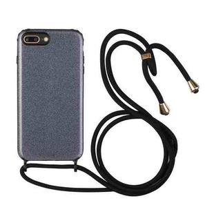 Glitter Powder Shockproof TPU Protective Case with Lanyard For iPhone 6 Plus(Black)