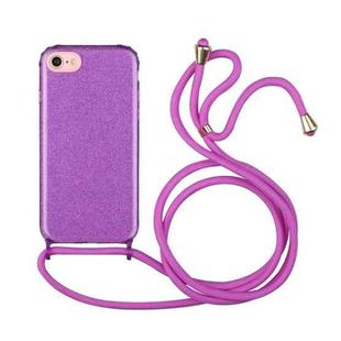 For iPhone SE 2022 / SE 2020 / 8 / 7 Glitter Powder Shockproof TPU Protective Case with Lanyard(Purple)