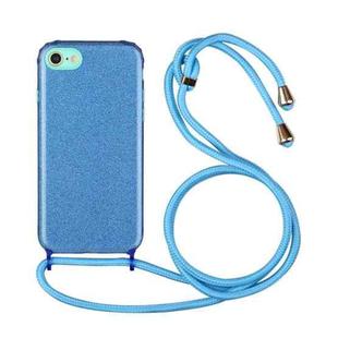 For iPhone SE 2022 / SE 2020 / 8 / 7 Glitter Powder Shockproof TPU Protective Case with Lanyard(Blue)