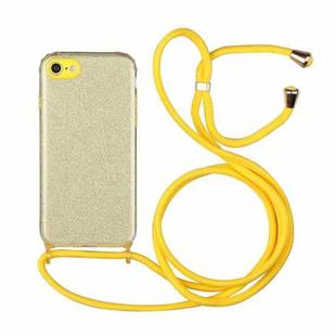 For iPhone SE 2022 / SE 2020 / 8 / 7 Glitter Powder Shockproof TPU Protective Case with Lanyard(Yellow)