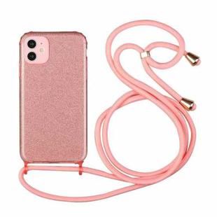 For iPhone 11 Glitter Powder Shockproof TPU Protective Case with Lanyard (Pink)