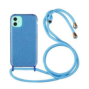 For iPhone 11 Glitter Powder Shockproof TPU Protective Case with Lanyard (Blue)