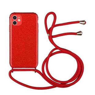 For iPhone 11 Glitter Powder Shockproof TPU Protective Case with Lanyard (Red)