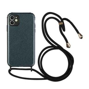 For iPhone 11 Glitter Powder Shockproof TPU Protective Case with Lanyard (Black)