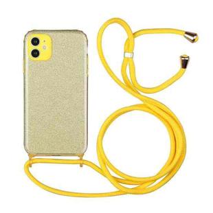 For iPhone 11 Glitter Powder Shockproof TPU Protective Case with Lanyard (Yellow)