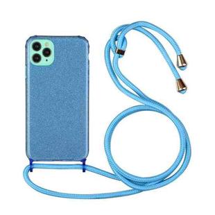 For iPhone 11 Pro Glitter Powder Shockproof TPU Protective Case with Lanyard (Blue)