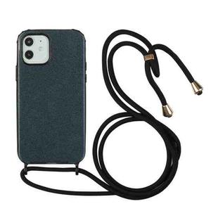 For iPhone 12 mini Glitter Powder Shockproof TPU Protective Case with Lanyard (Black)