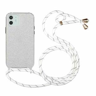 For iPhone 12 / 12 Pro Glitter Powder Shockproof TPU Protective Case with Lanyard(Silver)