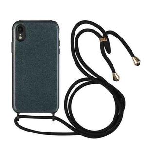 For iPhone XR Glitter Powder Shockproof TPU Protective Case with Lanyard(Black)