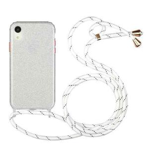 For iPhone XR Glitter Powder Shockproof TPU Protective Case with Lanyard(Silver)