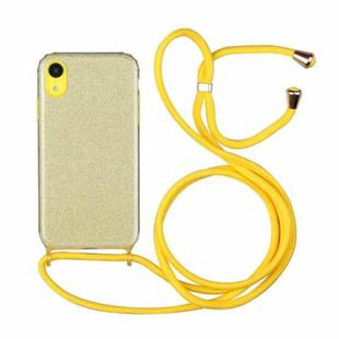 For iPhone XR Glitter Powder Shockproof TPU Protective Case with Lanyard(Yellow)