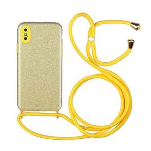 For iPhone XS Max Glitter Powder Shockproof TPU Protective Case with Lanyard(Yellow)