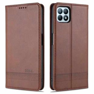 For OPPO A72 5G AZNS Magnetic Calf Texture Horizontal Flip Leather Case with Card Slots & Holder & Wallet(Dark Brown)