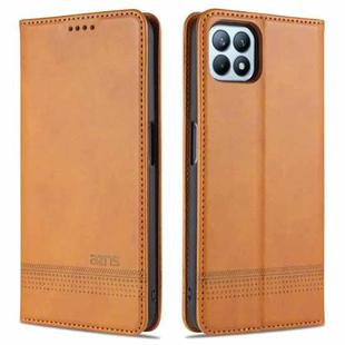 For OPPO A72 5G AZNS Magnetic Calf Texture Horizontal Flip Leather Case with Card Slots & Holder & Wallet(Light Brown)