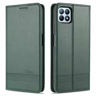 For OPPO A72 5G AZNS Magnetic Calf Texture Horizontal Flip Leather Case with Card Slots & Holder & Wallet(Dark Green)