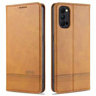 For OPPO Reno4 / Reno4 Pro AZNS Magnetic Calf Texture Horizontal Flip Leather Case with Card Slots & Holder & Wallet(Light Brown)