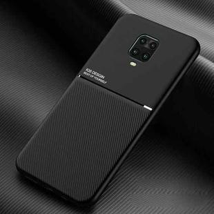 For Xiaomi Redmi Note 9 Pro Classic Tilt Strip Grain Magnetic Shockproof PC + TPU Case(Black)