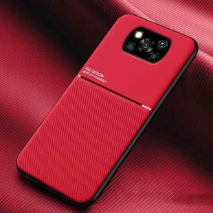 For Xiaomi Poco X3 NFC Classic Tilt Strip Grain Magnetic Shockproof PC + TPU Case(Red)