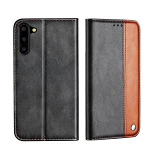 For Galaxy Note10 Business Solid Color Stitching Horizontal Flip Leather Case, with Holder & Card Slots & Wallet & Lanyard(Brown)