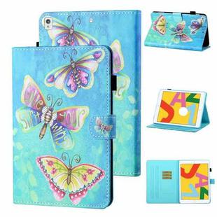 Coloured Drawing Stitching Horizontal Flip Leather Case with Holder & Card Slot & Sleep / Wake-up Function For iPad 10.2 2021 / 2020 / 2019 / Air (2019)(Colorful Butterflies)