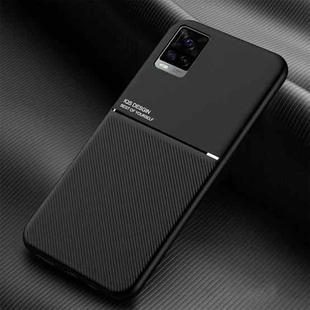 For vivo V20 Classic Tilt Strip Grain Magnetic Shockproof PC + TPU Case(Black)