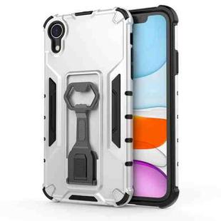 For iPhone XR Peacock Style PC + TPU Protective Case with Bottle Opener(Silver)