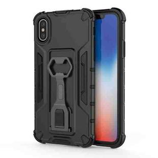 For iPhone X / XS Peacock Style PC + TPU Protective Case with Bottle Opener(Black)