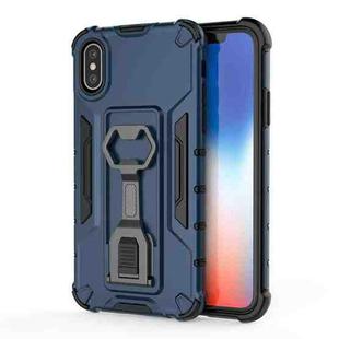For iPhone X / XS Peacock Style PC + TPU Protective Case with Bottle Opener(Dark Blue)