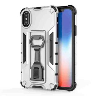 For iPhone X / XS Peacock Style PC + TPU Protective Case with Bottle Opener(Silver)