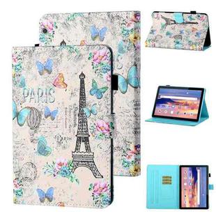 For Huawei MediaPad T5 10.1 Coloured Drawing Stitching Horizontal Flip Leather Case with Holder & Card Slot(Tower and Butterflies)