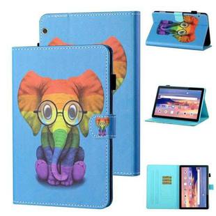 For Huawei MediaPad T5 10.1 Coloured Drawing Stitching Horizontal Flip Leather Case with Holder & Card Slot(Colorful Elephant)