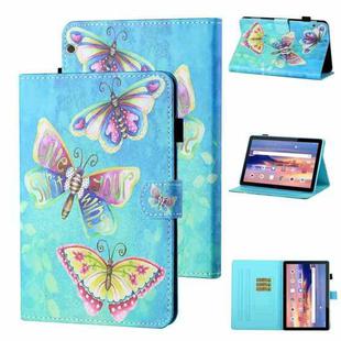 For Huawei MediaPad T5 10.1 Coloured Drawing Stitching Horizontal Flip Leather Case with Holder & Card Slot(Colorful Butterflies)