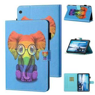For Lenovo Tab M10 X605F / X505F Coloured Drawing Stitching Horizontal Flip Leather Case with Holder & Card Slot(Colorful Elephant)