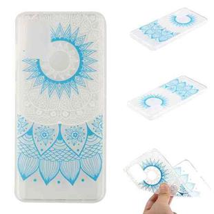 For Samsung Galaxy S20 FE Coloured Drawing Pattern Transparent TPU Protective Case(Blue Flower)