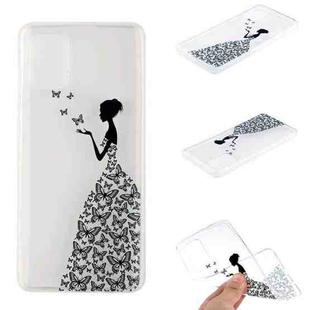 For Samsung Galaxy S20 FE Coloured Drawing Pattern Transparent TPU Protective Case(Butterfly Girl)