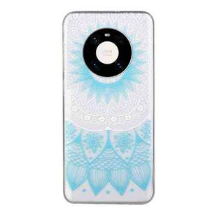 For Huawei Mate 40 Coloured Drawing Pattern Transparent TPU Protective Case(Blue Flower)