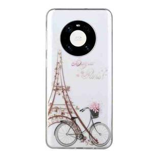 For Huawei Mate 40 Pro Coloured Drawing Pattern Transparent TPU Protective Case(Tower Bicycle)