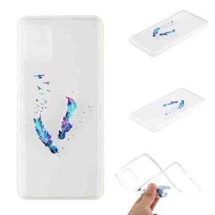For Huawei P smart 2021 Coloured Drawing Pattern Transparent TPU Protective Case(Feather)