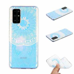 For Xiaomi Mi 10T Coloured Drawing Pattern Transparent TPU Protective Case(Blue Flower)