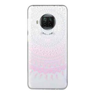 For Xiaomi Mi 10T Lite Coloured Drawing Pattern Transparent TPU Protective Case(Pink Flower)