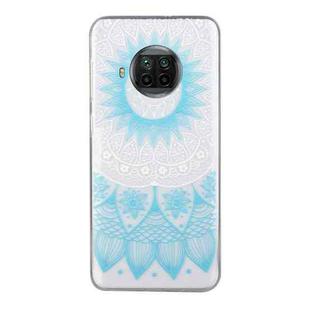 For Xiaomi Mi 10T Lite Coloured Drawing Pattern Transparent TPU Protective Case(Blue Flower)