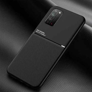 For Huawei Honor X10 5G Classic Tilt Strip Grain Magnetic Shockproof PC + TPU Case(Black)