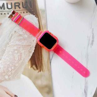 Candy Color Transparent TPU Watch Band For Apple Watch Series  7  45mm / & 6 & SE & 5 & 4 44mm(Rose Red)