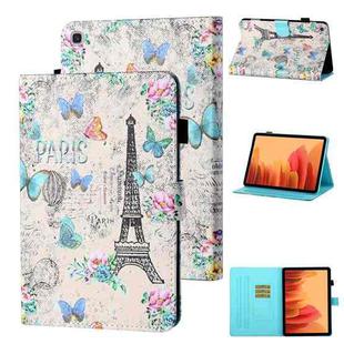 For Samsung Galaxy Tab A7 10.4 (2020) T500/T505 Coloured Drawing Stitching Horizontal Flip Leather Case with Holder & Card Slot & Sleep / Wake-up Function(Tower and Butterflies)